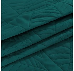 Cuvertura turcoaz pentru pat cu model LEAVES Dimensiune: 200 x 220 cm