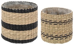 Set ghivece de flori din paie tesute, 2 buc.