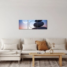 Tablou cu pietre suprapuse (cu ceas) (90x30 cm)