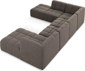 Colțar maro cu tapițerie din țesătură bouclé (în formă de "U") Aloha – Makamii