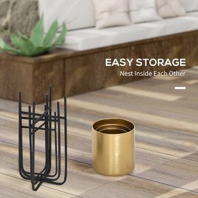 Outsunny Jardiniera Set de 3 Piese Ghivece Inaltate Auriu cu Suport din Metal pentru Amenajare la Interior si Exterior | Aosom Romania