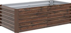 Outsunny Pat pentru Grădină Ridicat cu Fund Deschis și Bare de Suport, Ghiveci din Oțel Zincat pentru Flori și Legume, pentru Balcon sau Grădină, 180x90x57,5 cm, Maro Închis | Aosom Romania