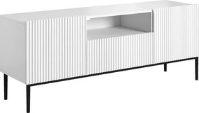 Comodă TV Nicole 150 cm cu nișă - alb mat / picioare negre