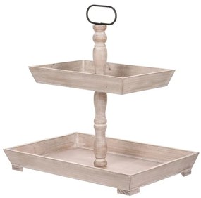 Etajer decorativ cu 2 etaje, din lemn, alb