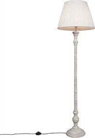 Lampă de podea inteligentă gri cu abajur plisat alb inclus Wifi A60 - Classico