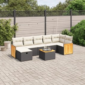 3265753 vidaXL Set mobilier de grădină cu perne, 8 piese, negru, poliratan