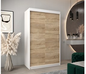 Dulap de haine 120 cm Toki (alb mat + stejar sonoma). 1064806