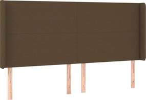 vidaXL Tăblie de pat cu aripioare maro închis 163x16x118/128 cm textil