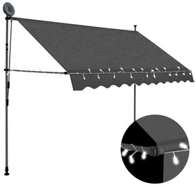 vidaXL Copertină retractabilă manual cu LED, antracit, 300 cm