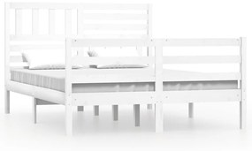 3101094 vidaXL Cadru de pat King Size, alb, 150x200 cm, lemn masiv