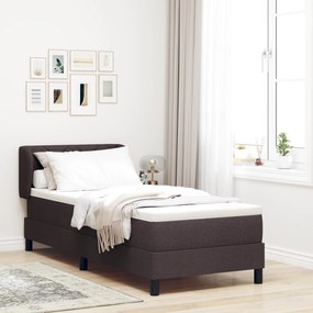vidaXL Pat box spring cu saltea, maro închis, 80x200 cm, textil