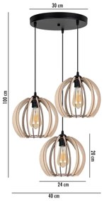 Lustră pe cablu DORO 3xE27/60W/230V