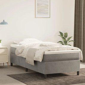 3121090 vidaXL Cadru de pat box spring, gri deschis, 90x190 cm, catifea