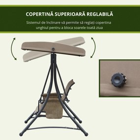 Balansoar de Gradina Outsunny cu 3 scaune Acoperis, Buzunare de depozitare | Aosom Romania