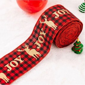 Panglica de Craciun JOY 5 cm x 5 m, rosie