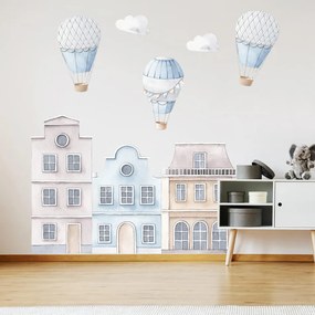 INSPIO Case albastre într-o cameră pentru copii cu baloane