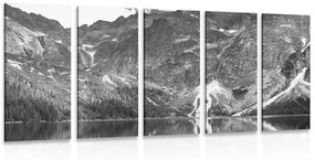 Tablou 5-piese ochi de Mare în Tatra în design alb-negru