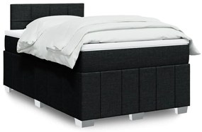 vidaXL Pat box spring cu saltea, negru, 120x200 cm, textil