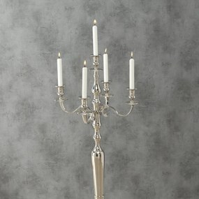 Sfesnic lumanari argintiu, din aluminiu, 105 cm, Victoria