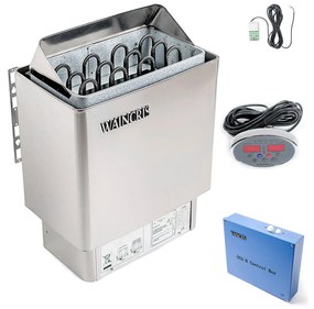 Soba inox sauna privata, incalzitor electric Waincris Lampo 6kW cu panou exterior digital WLBS60