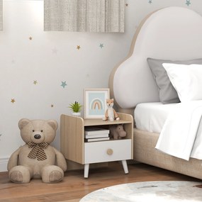 AIYAPLAY Noptieră cu Sertar pentru Copii 3-10 Ani, cu Design Minimalist pentru Dormitor, 40x32,5x40 cm, Lemn Natural | Aosom Romania