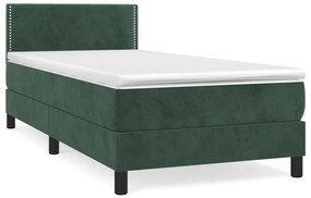 3141230 vidaXL Pat box spring cu saltea, verde închis, 100x200 cm, catifea