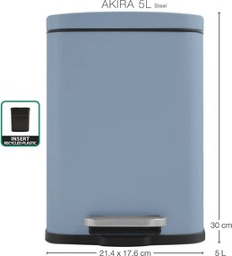 Coș de gunoi albastru deschis cu pedală din oțel 5 l Akira – Spirella