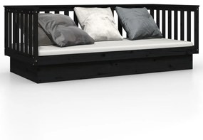 821568 vidaXL Pat de zi, negru, 90x200 cm, lemn masiv de pin
