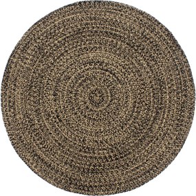 vidaXL Covor lucrat manual, negru și maro, 210 cm, iută