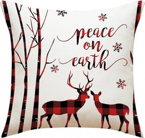 Husa de perna de Craciun PEACE ON EARTH 45x45 cm, crem