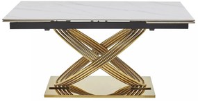 Masa extensibila Hermes II marmura alba/auriu L160-240xl90 cm