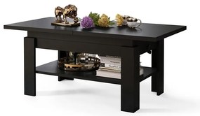 Masă extensibilă ROY pentru living și sufragerie, cu blat rabatabil și mecanism de ridicare, neagră