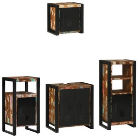 vidaXL Set de mobilier pentru baie cu raft 4 pcs Lemn recuperat solid