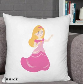 Perna Personalizata Printesa Roz cu Microfon, 40x40 cm, Alb Pufos, Husa Detasabila, Perna Inclusa, BEKZ®