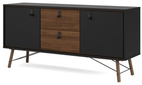 Comodă neagră cu aspect de lemn de nuc 150x72x40 cm Ry – Tvilum