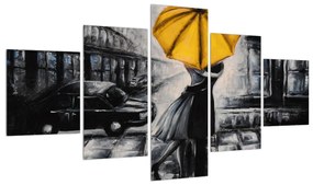 Tablou cu preche îndrăgostită sub umbrelă (125x70 cm), în 40 de alte dimensiuni noi