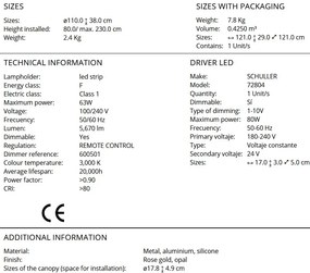 Lustra LED dimabila cu telecomanda design XL ultra-modern Molly auriu roze 110cm