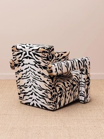 Fotoliu lounge statement din catifea animal print cu structură din lemn de pin, „Wild Touch”