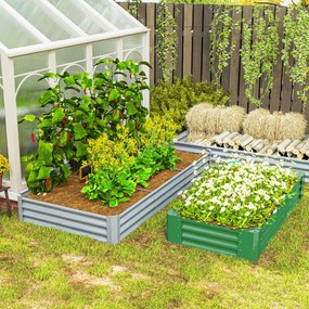 Outsunny Pat de Grădină Înălțat din Oțel Galvanizat, 240 x 120 x 30 cm, Jardinieră Înălțată pentru Exterior cu Fund Deschis pentru Legume, Flori, Plante Aromatice, Argintiu | Aosom Romania