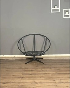 Fotoliu rotativ 360 grade,tapitat cu stofa si picioare metalice,rotund,homs,seria B-120,20027