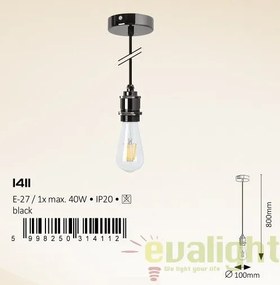 Lustra, Pendul design Industrial Style, finisaj negru, diametru 10cm, Fixy 1411 RX