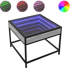 vidaXL Măsuță de cafea cu LED infinity, gri sonoma, 50x50x41 cm