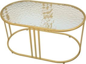 Măsuță de cafea albă-aurie cu blat din sticlă 50x90 cm Antalia – Mauro Ferretti