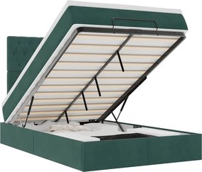 vidaXL Cadru de pat otoman cu saltele, catifea verde închis 120x190cm