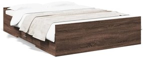 3280313 vidaXL Cadru de pat cu sertare, stejar maro, 140x190 cm lemn prelucrat