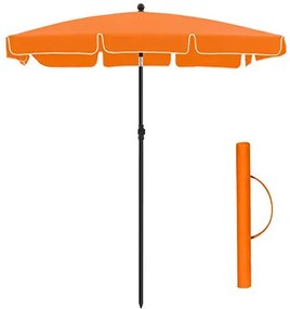 Umbrela de gradina portocalie din poliester si metal, 200x125 cm, Vasagle