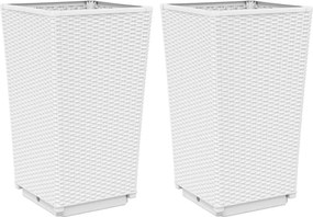 vidaXL Jardiniere de grădină, 2 buc., alb, 32,5x32,5x57 cm, PP