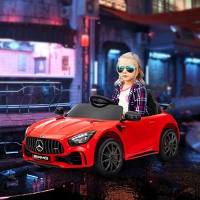AIYAPLAY Mașină electrică pentru copii Mercedes-AMG GTR, 2 motoare, telecomandă, 3-5 km/h, roșu, 3-6 ani | Aosom Romania