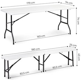 Set catering masă + 2 bănci 180cm White