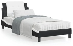 3214094 vidaXL Cadru de pat cu LED, negru și alb, 100x200 cm, piele ecologică